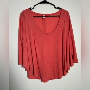 Free People Coral Flowy Swing Tee 3/4 Sleeve Scoop Neck Top XS